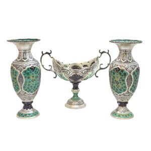 کشکول و گلدان جفت مسی قلمزنی طرح نقشینه کد 6931