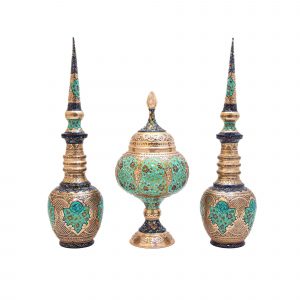 شکلات خوری و تنگ جفت مسی قلمزنی طرح نقشینه کد 6973