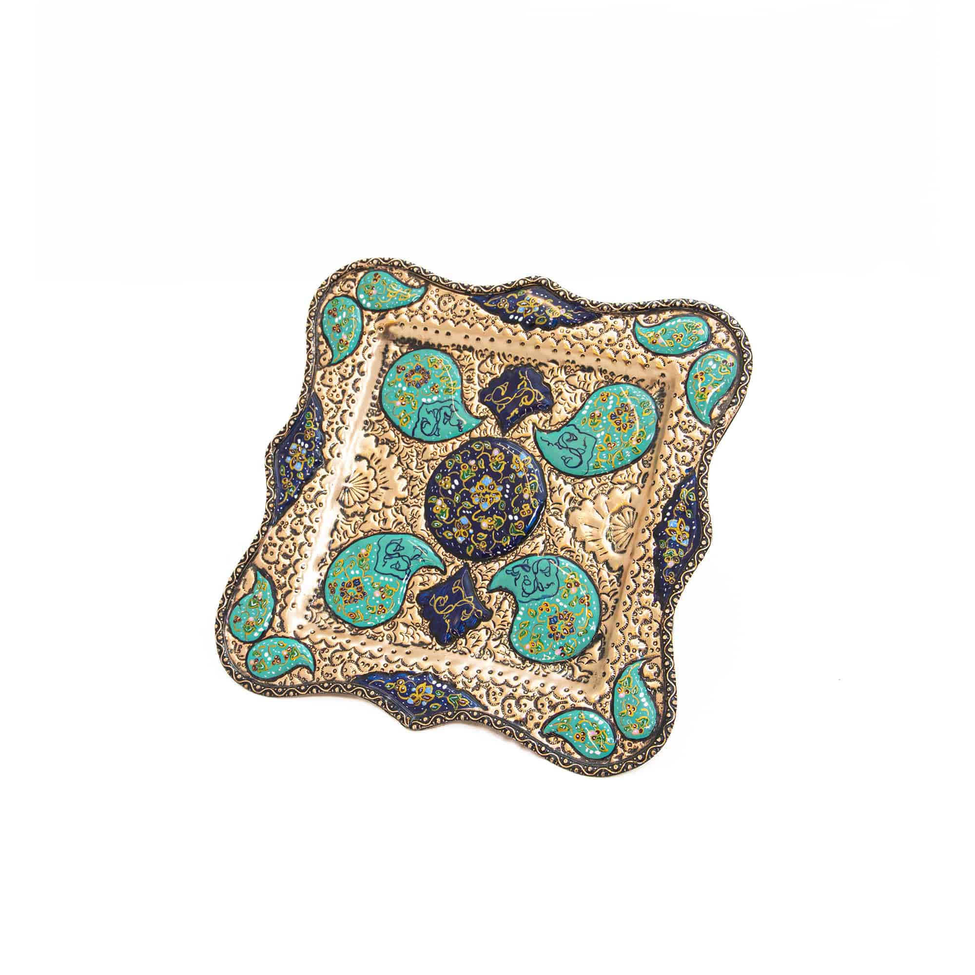 بشقاب مسی قلمزنی طرح نقشینه کد 7065