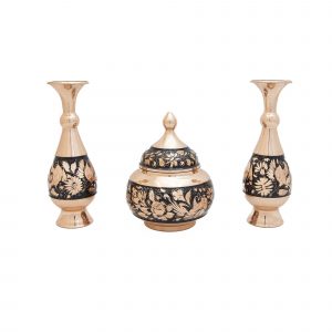 شکلات خوری و گلدان جفت مسی الماس تراش کد 7123