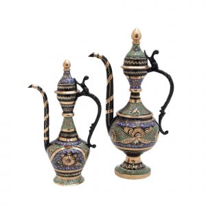 گلاب پاش مسی جفت الماس تراش طرح نقشینه کد 7209