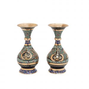 گلدان مسی الماس تراش طرح نقشینه کد 7210