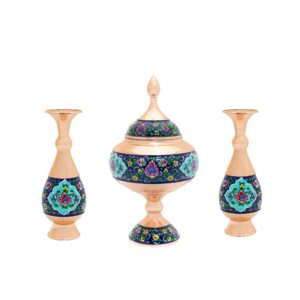 شکلات خوری و گلدان مسی طرح الوان کد 7877