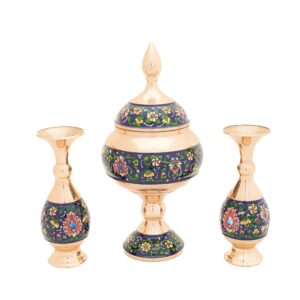 شکلات خوری و گلدان جفت مسی طرح الوان کد 7883