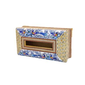 جا دستمال کاغذی خاتم کاری طرح نقشینه کد 7924