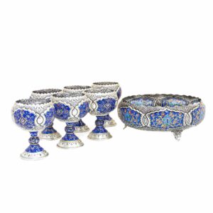 ست آجیل خوری مسی قلمزنی طرح نقشینه کد 7938