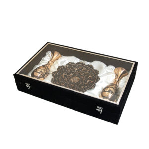 بشقاب و گلدان جفت مسی الماس تراش کد ۸۴۷۸ - جعبه جیر