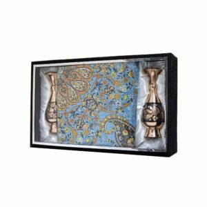 گلدان جفت الماس تراش و ترمه همراه با جعبه جیر کد 8487